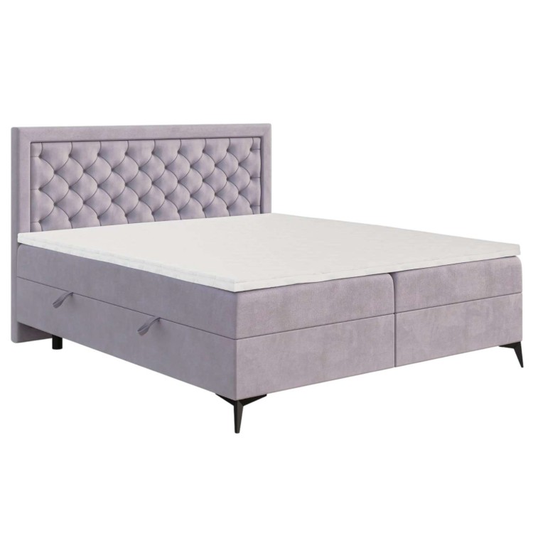 Fioletowe Łóżko Kontynentalne LUIZ 160x200 cm z Pojemnikiem na Pościel