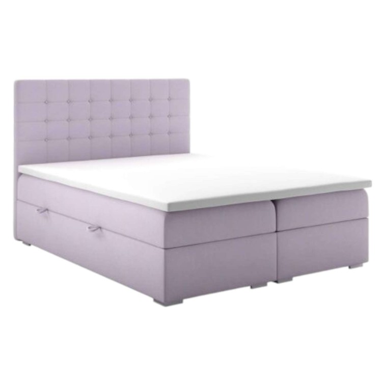 Fioletowe Łóżko Kontynentalne ALLERA 160x200 cm z Pojemnikiem na Pościel