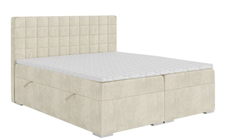 Łóżko Kontynentalne ROYAL 160x200 cm KOLOR ECRU z Pojemnikiem na Pościel