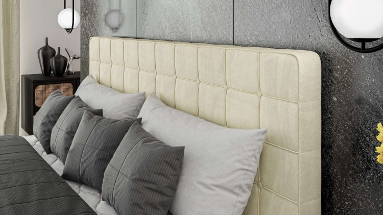 Łóżko Kontynentalne ROYAL 160x200 cm KOLOR ECRU z Pojemnikiem na Pościel