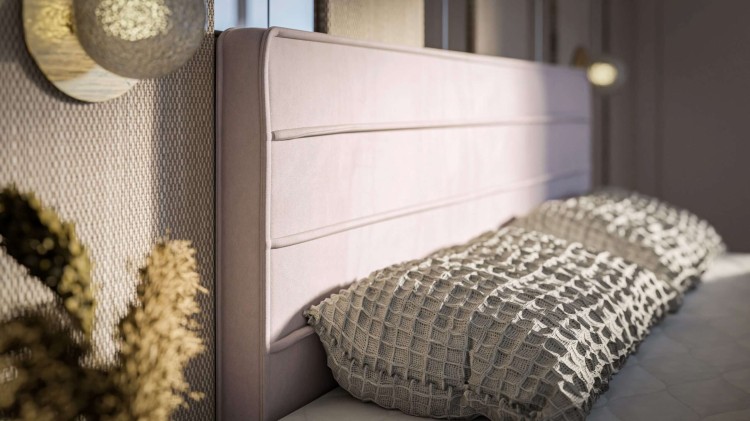 Fioletowe Łóżko Kontynentalne PERLA 160x200 cm z Pojemnikiem na Pościel