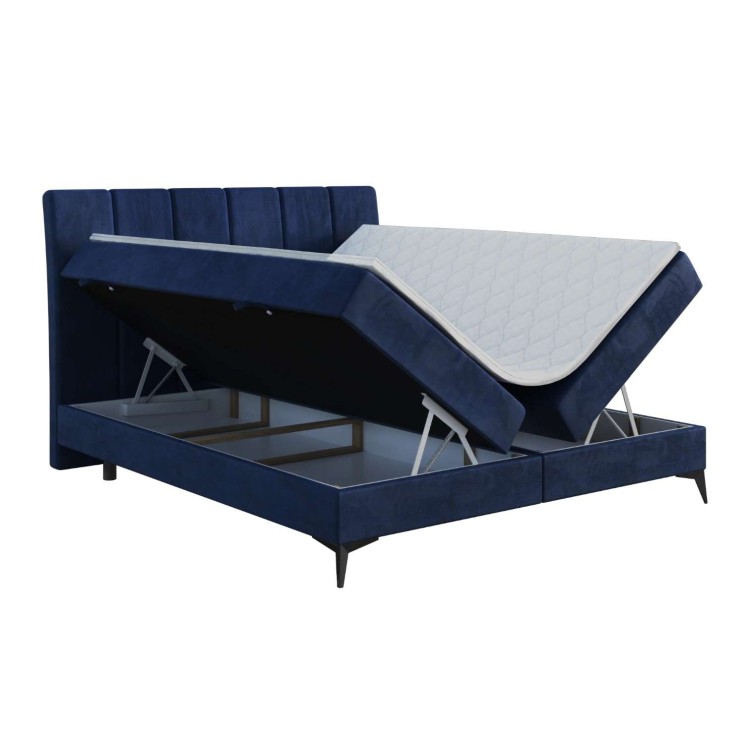 Granatowe Łóżko Kontynentalne ASTORIA 180x200 cm – Luksus w Twojej Sypialni