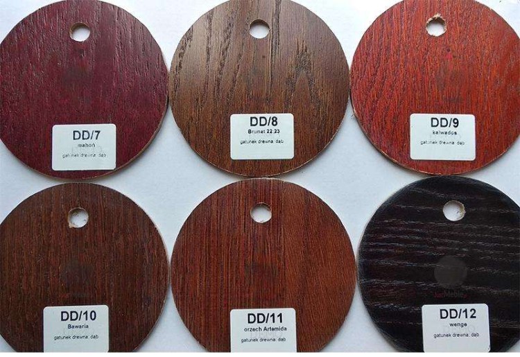 Zamów próbki kolorów stołów - okrągłe próbniki wybarwień