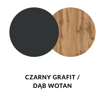 Stolik nocny czarny CAMELIA S54 z oświetleniem NOWOCZESNY CZARNY/DĄB WOTAN