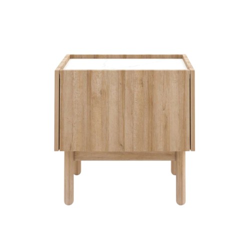 Stolik nocny z półką NATURE S50 Dąb Riviera / Marmur Bianco