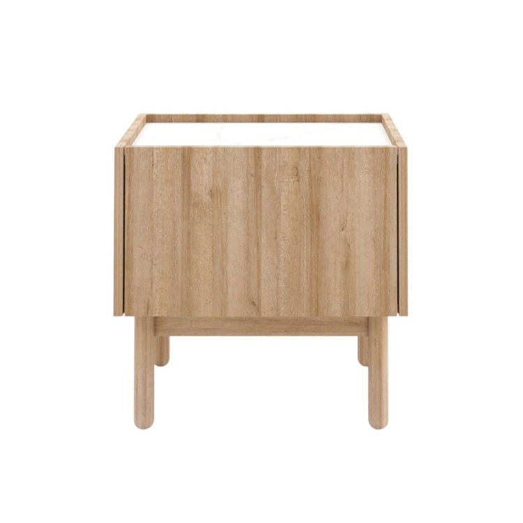 Stolik nocny z półką NATURE S50 Dąb Riviera / Marmur Bianco