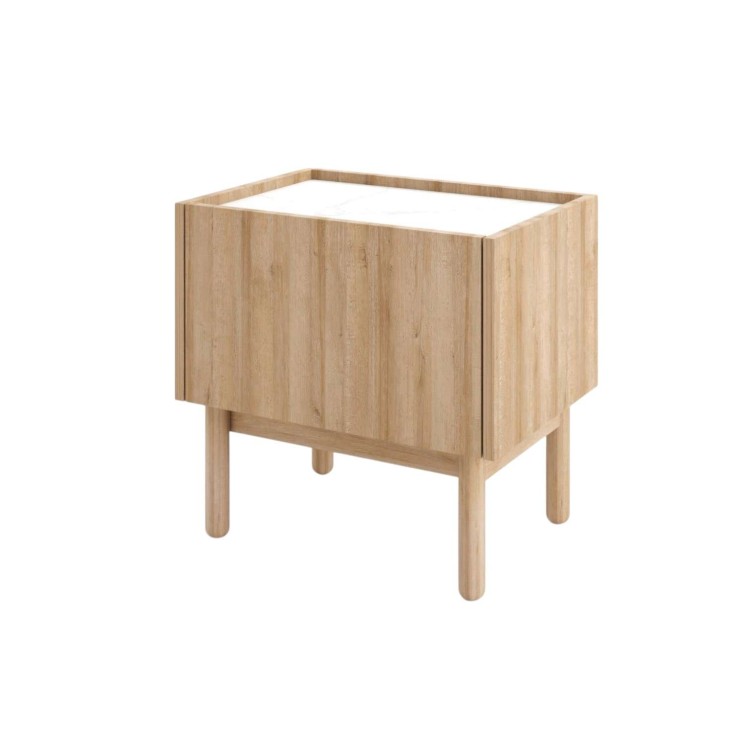 Stolik nocny z półką NATURE S50 Dąb Riviera / Marmur Bianco