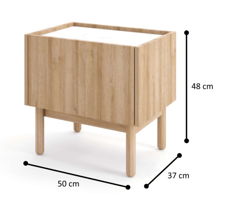 Stolik nocny z półką NATURE S50 Dąb Riviera / Marmur Bianco