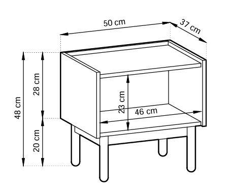 Stolik nocny z półką NATURE S50 Dąb Riviera / Marmur Bianco