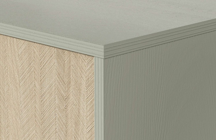 Stolik nocny ELEGIA beż/eukaliptus 54 cm BOHO do sypialni Z SZUFLADĄ skandynawski