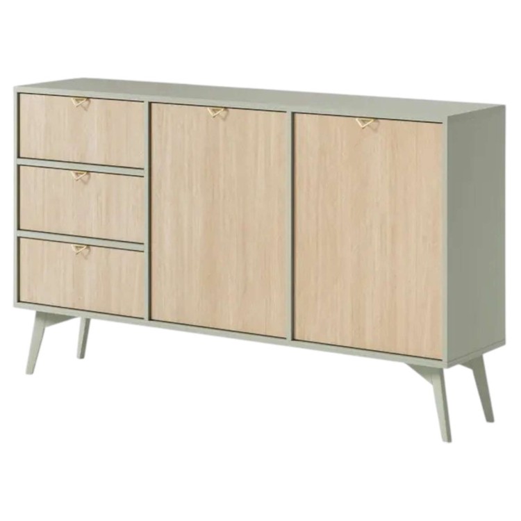 KOMODA ELEGIA beż/eukaliptus cm pojemna SZUFLADY PÓŁKI SKANDYNAWSKA wysokie nogi z drewna