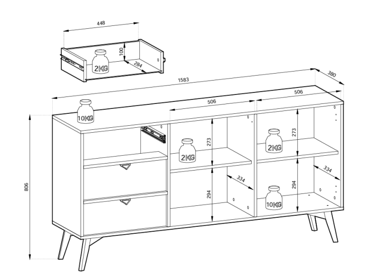 KOMODA ELEGIA beż/eukaliptus cm pojemna SZUFLADY PÓŁKI SKANDYNAWSKA wysokie nogi z drewna