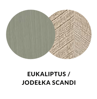 Komoda RTV ELEGIA skandynawska beż/eukaliptus 158 cm z półkami minimalistyczna BOHO