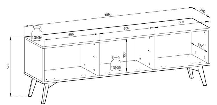 Komoda RTV ELEGIA skandynawska beż/eukaliptus 158 cm z półkami minimalistyczna BOHO