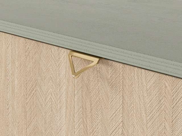 Komoda RTV ELEGIA skandynawska beż/eukaliptus 158 cm z półkami minimalistyczna BOHO