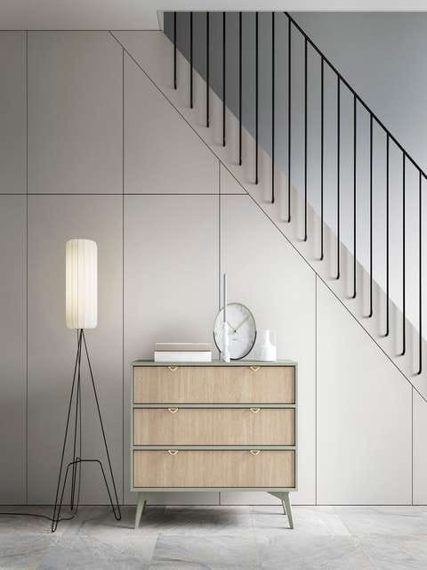 Komoda RTV ELEGIA skandynawska beż/eukaliptus 158 cm z półkami minimalistyczna BOHO