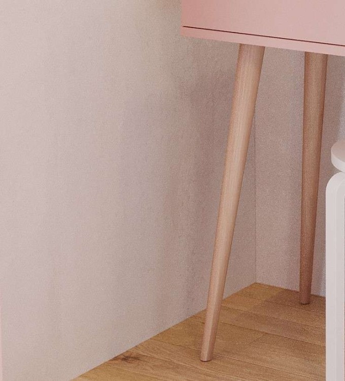TOALETKA różowa ROSE KONSOLA 90 cm BOHO szuflada drewniane nóżki SKANDYNAWSKA