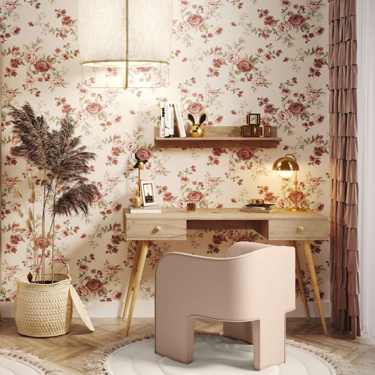 TOALETKA ROSE KONSOLA 90 cm BOHO Dąb Craft Złoty szuflada drewniane nóżki SKANDYNAWSKA