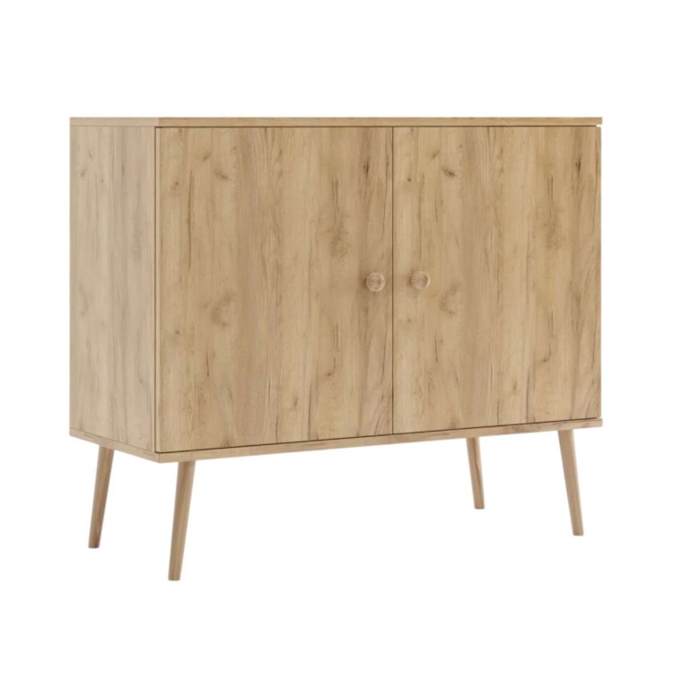 KOMODA ROSE 100 cm Z DRZWICZKAMI KOLOR DĄB CRAFT ZŁOTY SKANDYNAWSKA POJEMNA NOGI WYSOKIE DREWNIANE