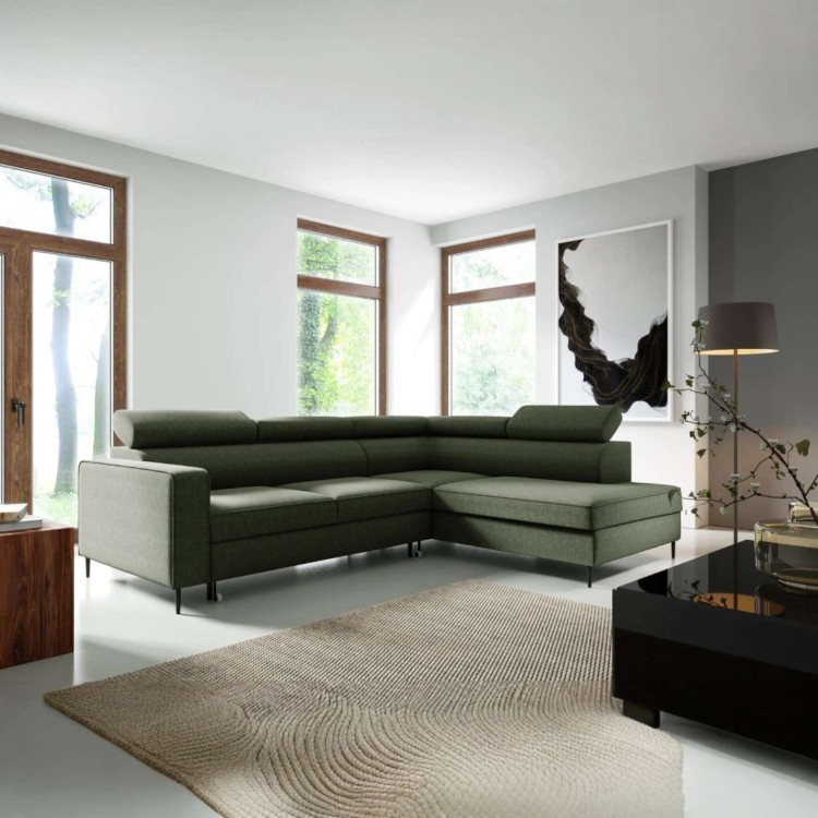 Narożnik tapicerowany VEROS z FUNKCJĄ SPANIA i POJEMNIKIEM NA POŚCIEL – ELEGANCKI DESIGN I WYGODA Tkanina Grupa 1 TAK Tkanina Grupa 2 NIE