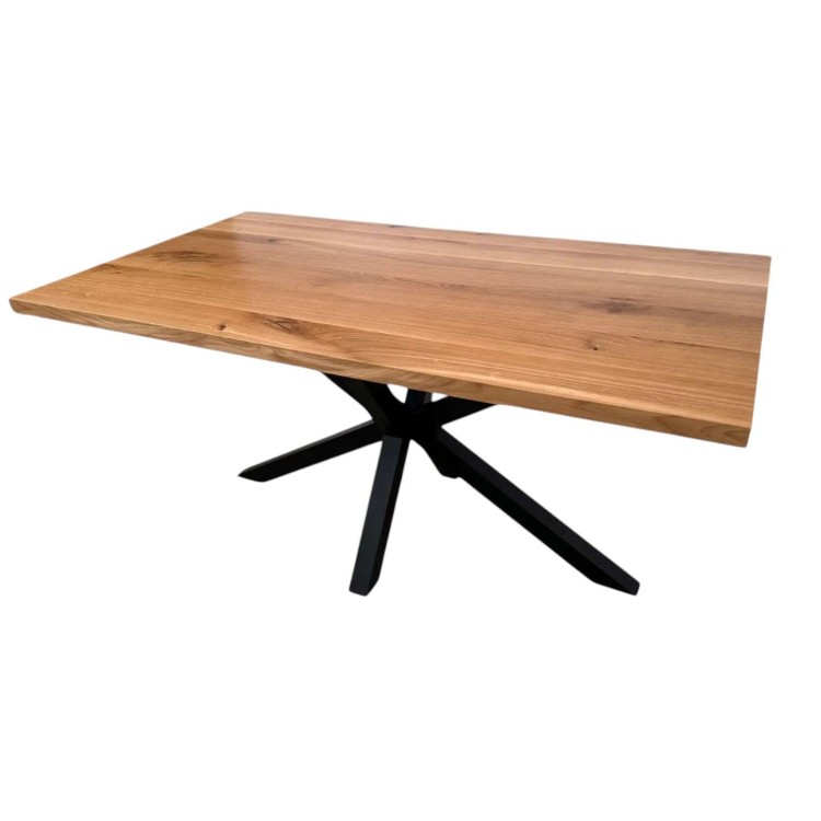 Stół LOFT Prostokątny z Litego Drewna Dębowego 90x160 cm na Podstawie Metal Pająk Rodzaj blatu Drewno sękate Odcień wykończenia blatu Antique Rodzaj krawędzi blatu Krawędź ścięta