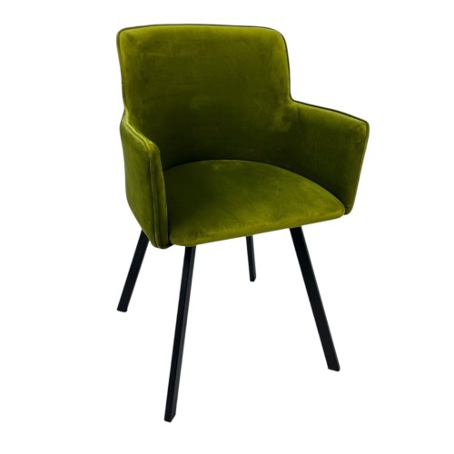 Zestaw 2x Krzesło Tapicerowane WIKI – Czarne Nogi + Zielony Velvet