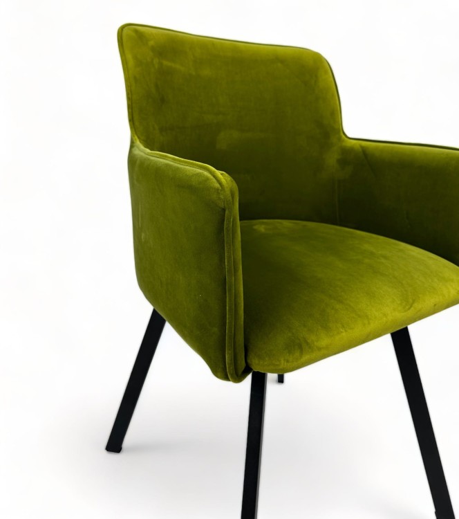 Zestaw 2x Krzesło Tapicerowane WIKI – Czarne Nogi + Zielony Velvet