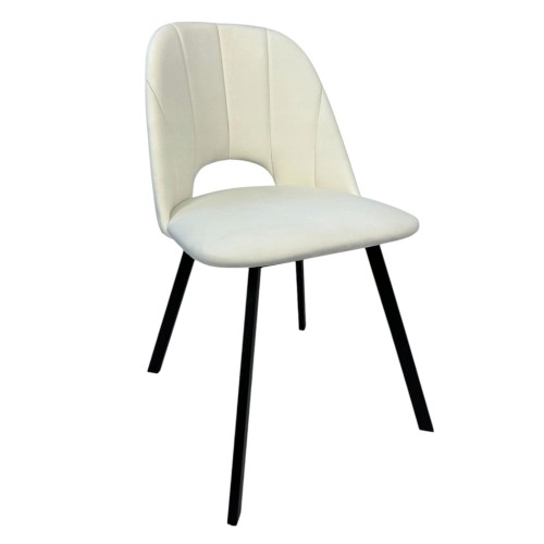 Zestaw 2x Krzesło Tapicerowane MAYA II – Czarny Metal + Jasny Velvet