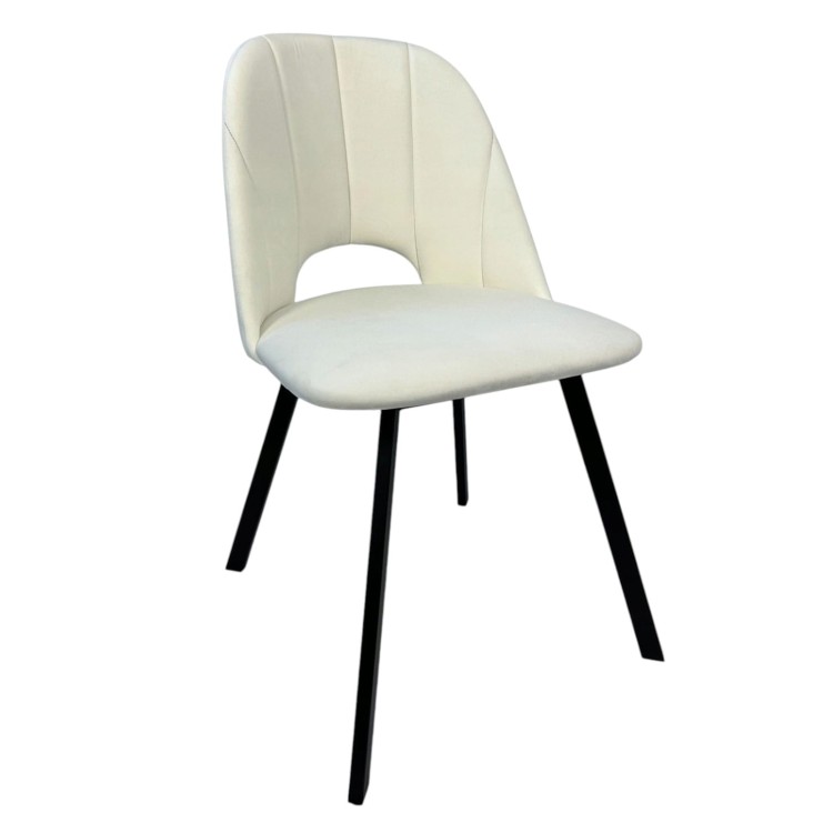 Zestaw 2x Krzesło Tapicerowane MAYA II – Czarny Metal + Jasny Velvet