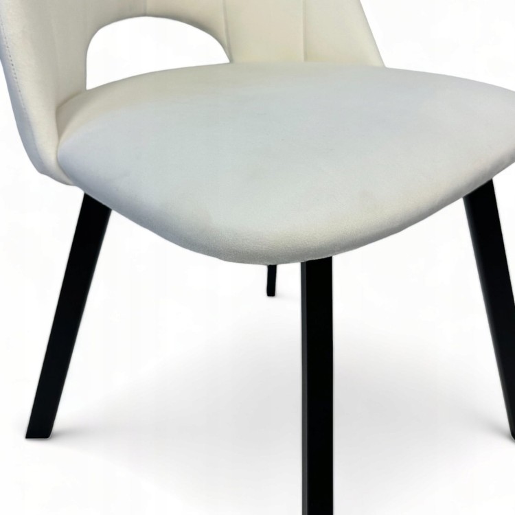 Zestaw 2x Krzesło Tapicerowane MAYA II – Czarny Metal + Jasny Velvet