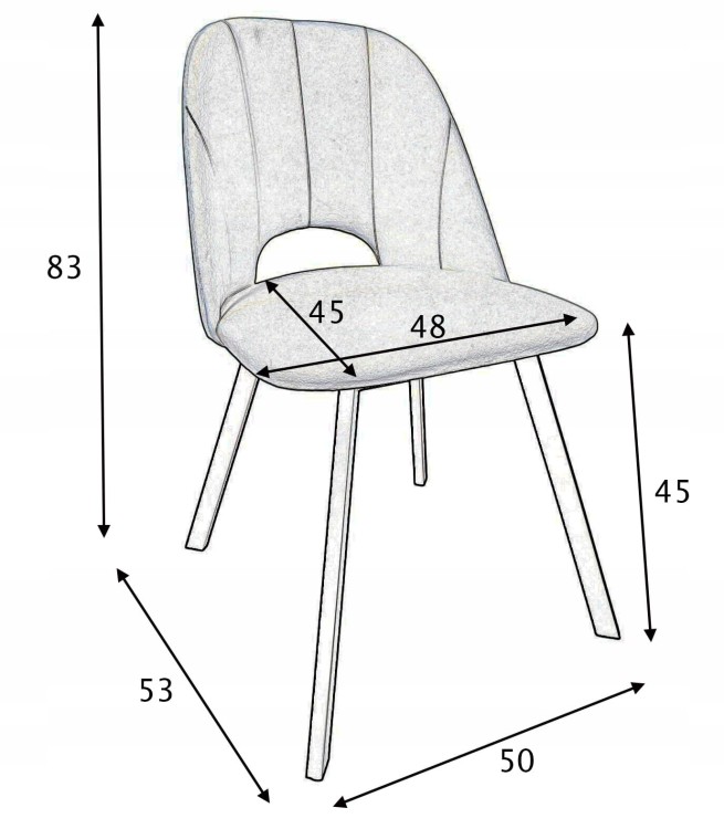 Zestaw 2x Krzesło Tapicerowane MAYA II – Czarny Metal + Jasny Velvet