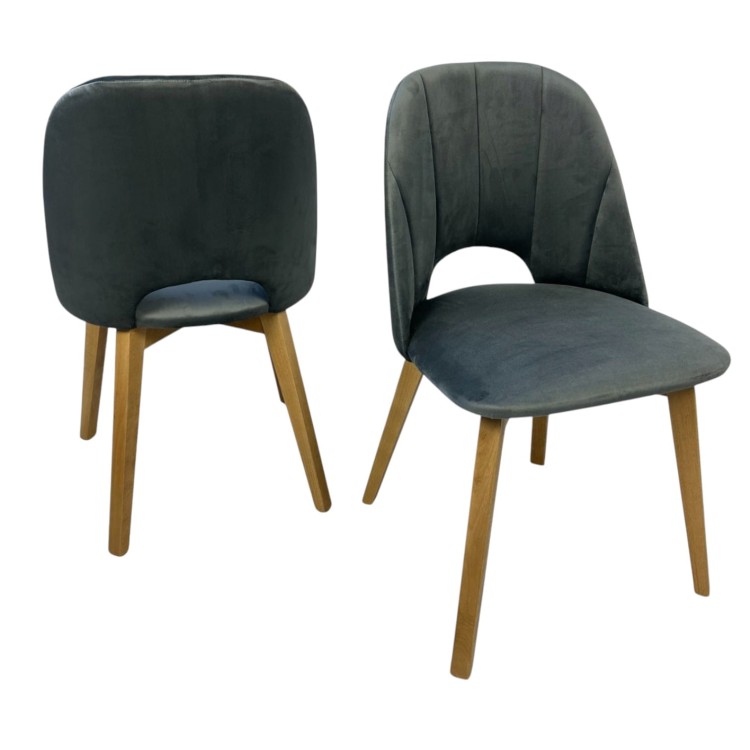 Zestaw 2x Krzesło Tapicerowane MAYA II – Dąb Jasny + Szary Velvet