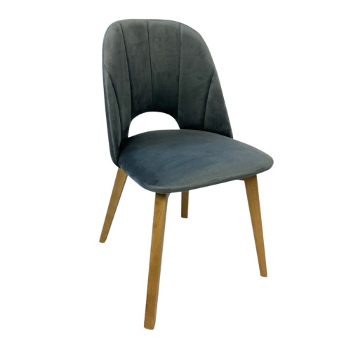 Zestaw 2x Krzesło Tapicerowane MAYA II – Dąb Jasny + Szary Velvet