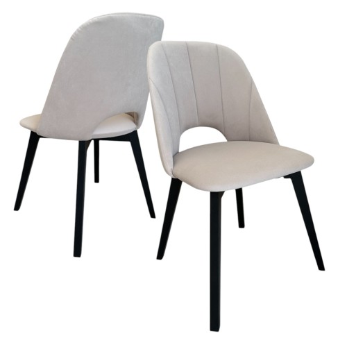 Zestaw 2x Krzesło Tapicerowane MAYA II – Czarny + Beżowy Velvet MV09