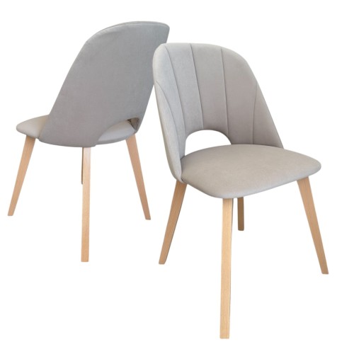 Zestaw 2x Krzesło Tapicerowane MAYA II – Buk + Beżowy Velvet MV09