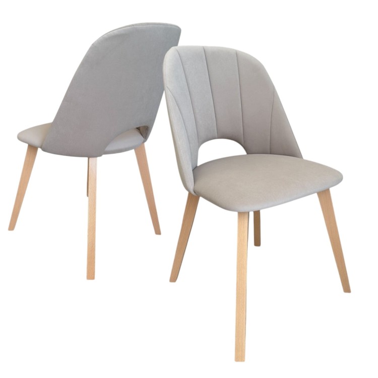 Zestaw 2x Krzesło Tapicerowane MAYA II – Buk + Beżowy Velvet MV09