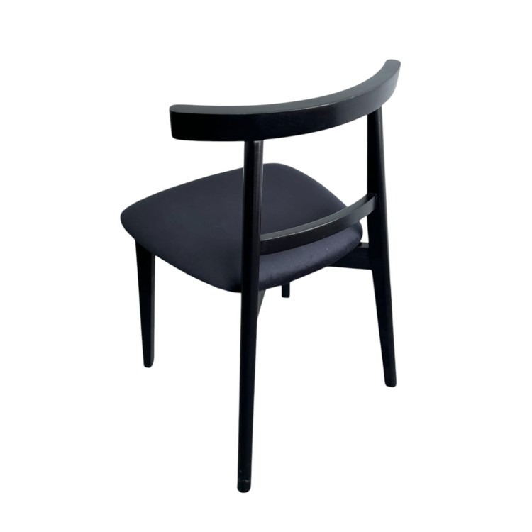 Zestaw 2x Krzesło Czarne Tapicerowane KT71 na Czarnym Drewnianym Stelażu