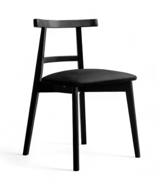 Zestaw 2x Krzesło Czarne Tapicerowane KT71 na Czarnym Drewnianym Stelażu