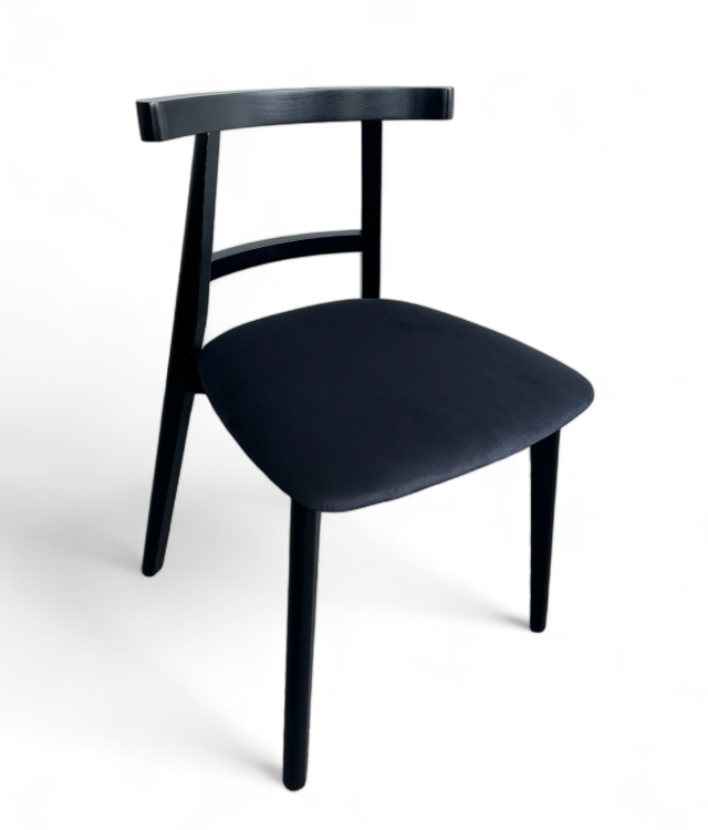 Zestaw 2x Krzesło Czarne Tapicerowane KT71 na Czarnym Drewnianym Stelażu