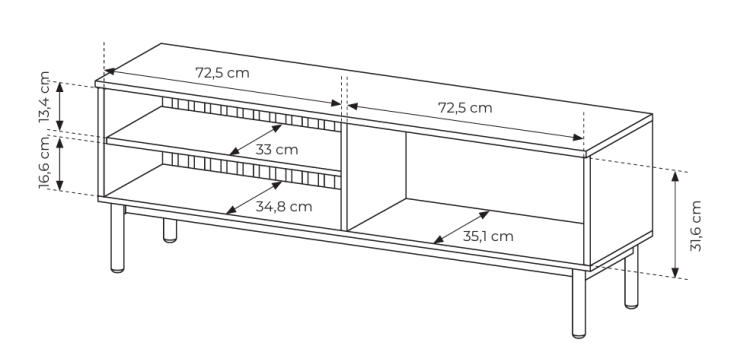 Stolik RTV 150 cm LANGIA z OŚWIETLENIEM LED do salonu Dąb Avoke + Czarny