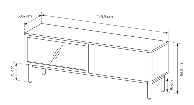 Stolik RTV 150 cm LANGIA z OŚWIETLENIEM LED do salonu Dąb Avoke + Czarny