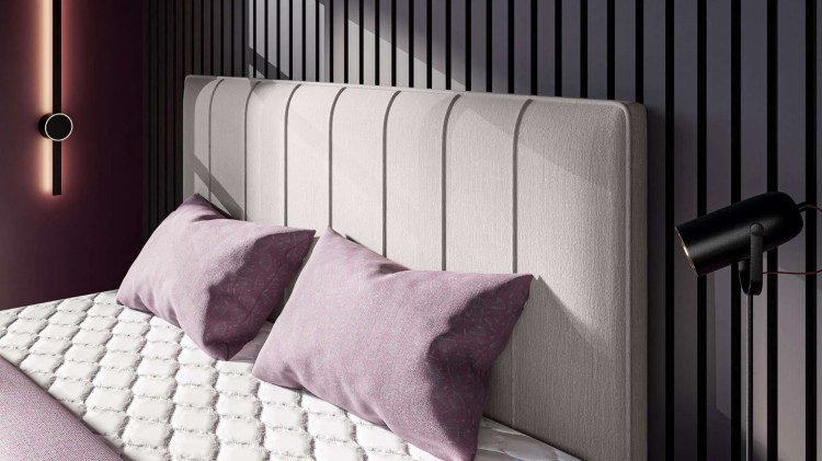 Beżowe Łóżko Kontynentalne RAILY 160x200 cm z Pojemnikiem na Pościel