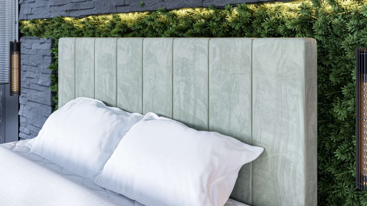 Beżowe Łóżko Kontynentalne PURIO 160x200 cm z Pojemnikiem na Pościel