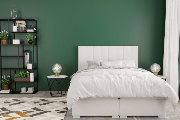 Beżowe Łóżko Kontynentalne PURIO 160x200 cm z Pojemnikiem na Pościel