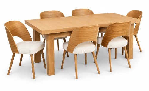 Stół fornirowany Classic Oak + 6 krzeseł Muszelka.jpg