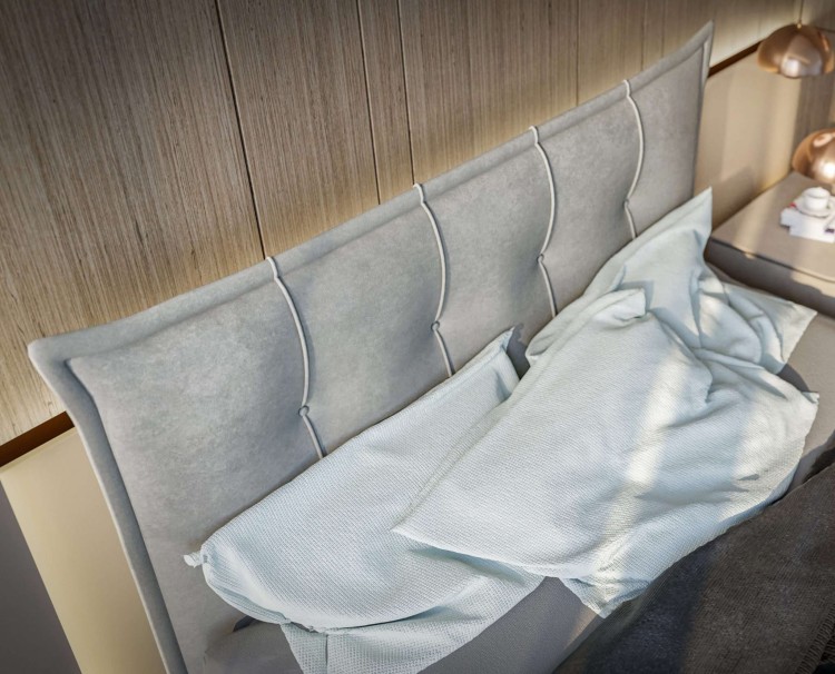 Popielate Łóżko Kontynentalne MIRAL 160x200 cm z Pojemnikiem na Pościel