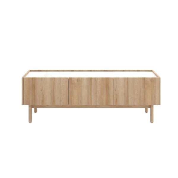 Komoda RTV144 NATURE skandynawska Dąb Riviera / Marmur Bianco z półkami minimalistyczna BOHO