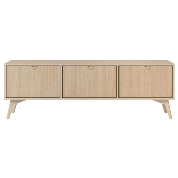 Komoda RTV ELEGIA beżowa skandynawska 158 cm z półkami minimalistyczna