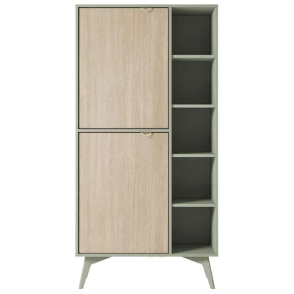 Regał ELEGIA beż/eukaliptus 80 cm POJEMNY Z PÓŁKAMI BOHO SKANDYNAWSKI MINIMALISTYCZNY