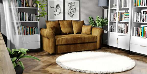 Sofa Veneto II tapicerowana 170 cm NOWOCZESNA ELEGANCKA z drewnianymi nogami